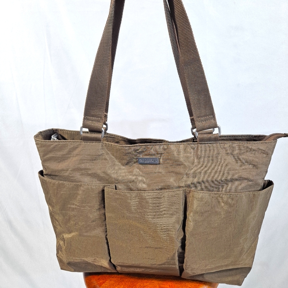 Baggallini Greenish Brown 3 Pocketed Tote Bag